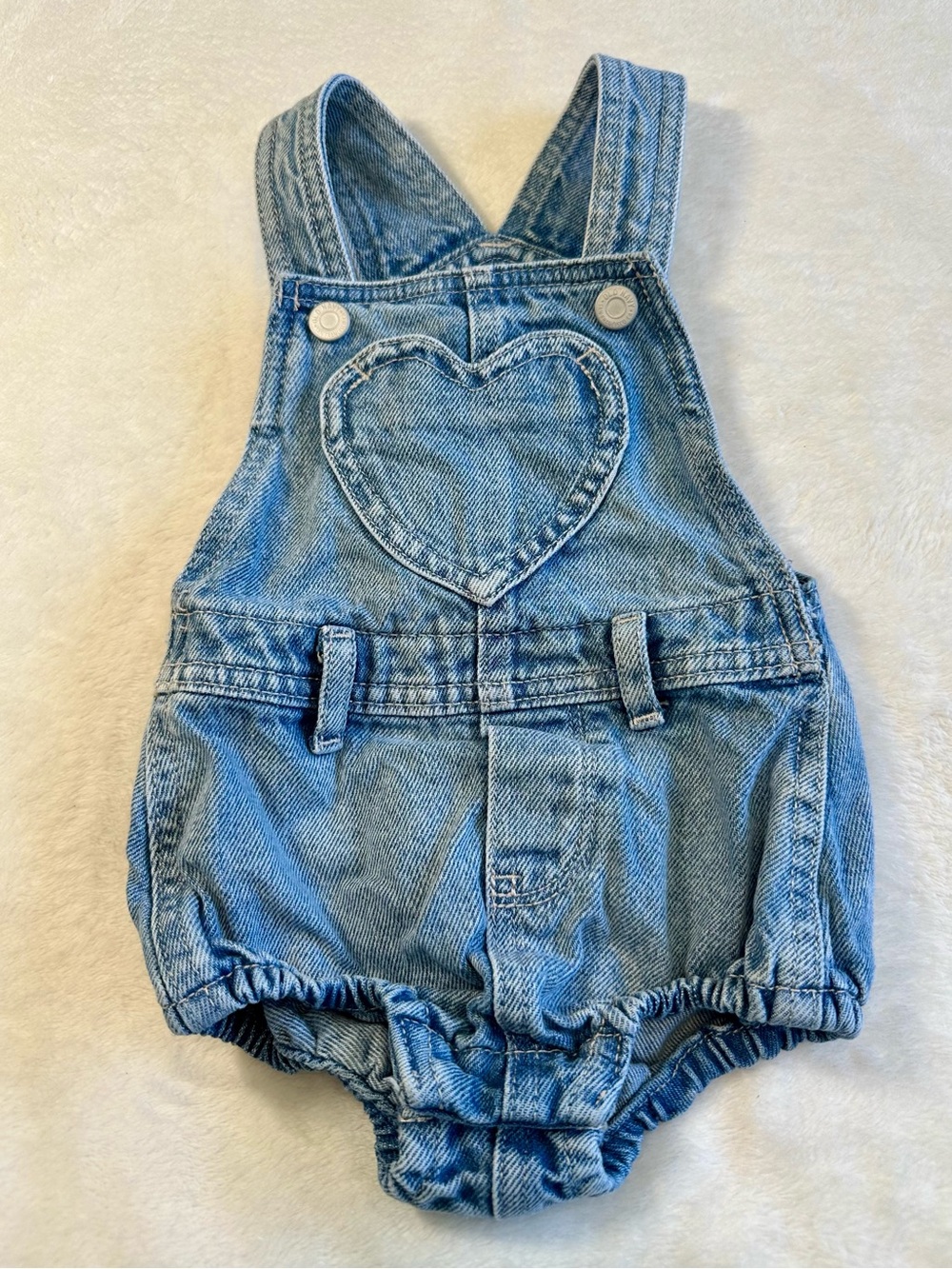 Old Navy Light Blue Denim Heart Overall Shorts